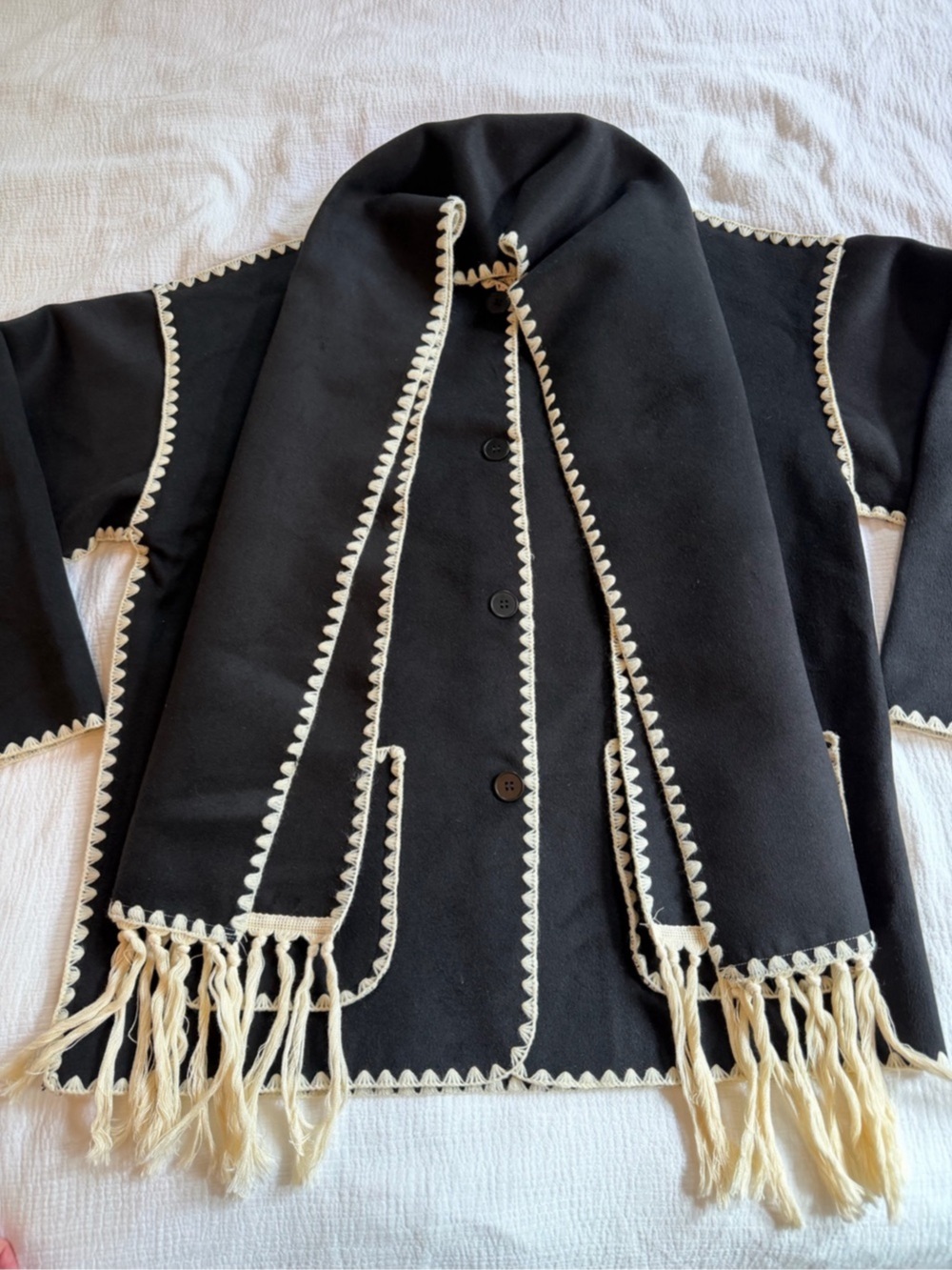 Black & Cream Embroidered Toteme Dupe Jacket